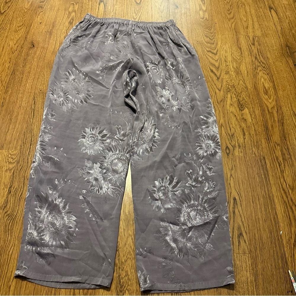 Citron Santa Monica Lavender Sun Print elastic waist Lagenlook Pants size XL